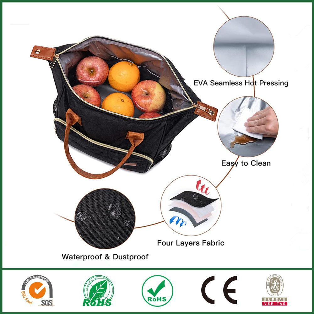 Customizable New Adjustable Shoulder Strap Oxford Cloth Insulation Bag Outdoor Large Capacity Fresh-Keeping Picnic Bento Lunch Box Bag