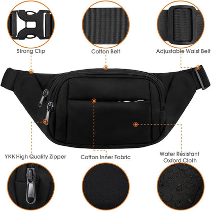 Custom Multi-Pocket Waist Bag - Personalized Logo & Colors - Water-Resistant Outdoor Belt Pouch