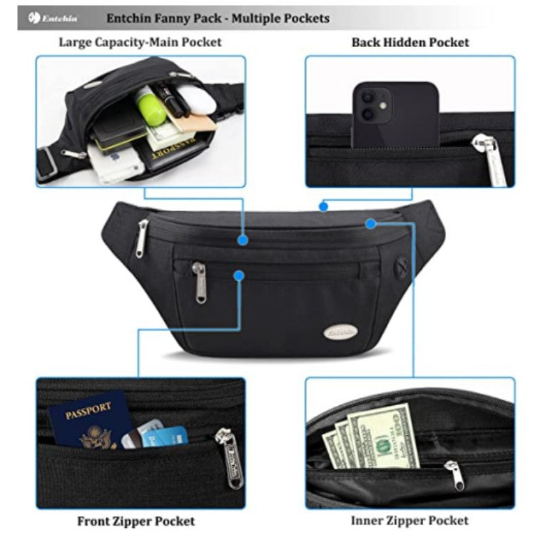 Customized New Product Fashion Waist Bag with 4 Zipper Pockets Premium Fashion Waist Bag Crossbody Bag Running Cycling Self-Propelled