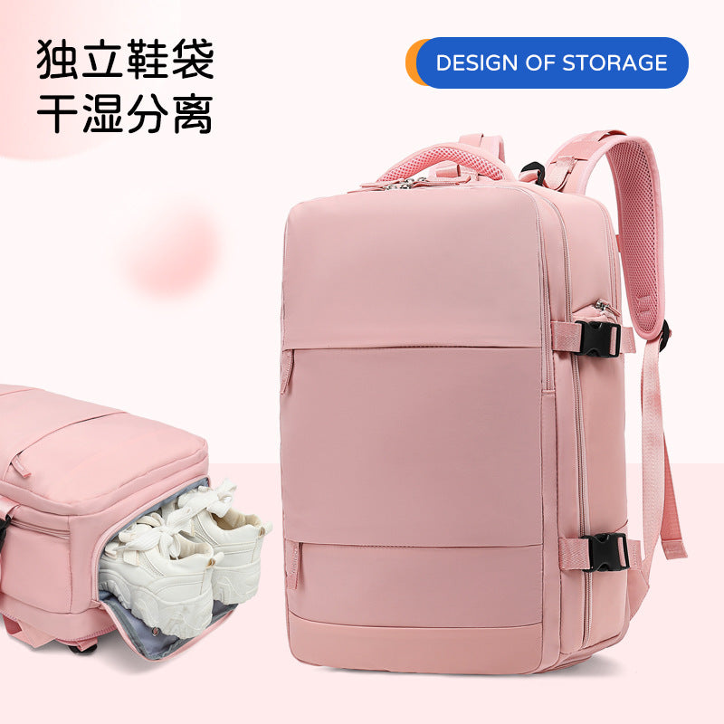 Customized in Stock Cross-Border Girls' Multi-Functional Business Trip Travel Backpack Wet and Dry Classification Large Capacity Waterproof Rucksack