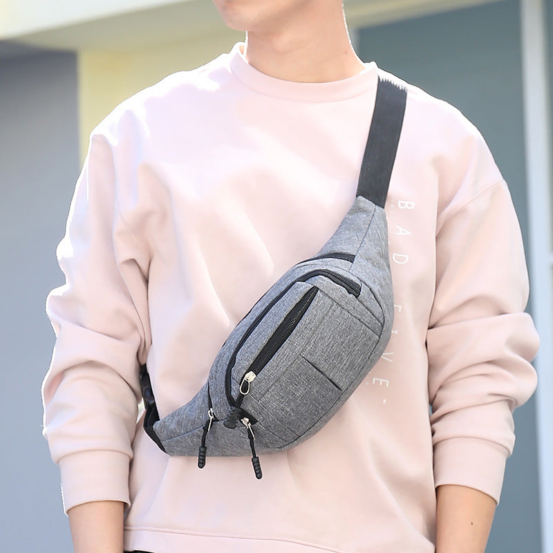 Customized Waist Bag Men's Casual Korean-Style Lightweight Oxford Cloth Bag New Fashion Sports One-Shoulder Chest Bag Crossbody Backpack