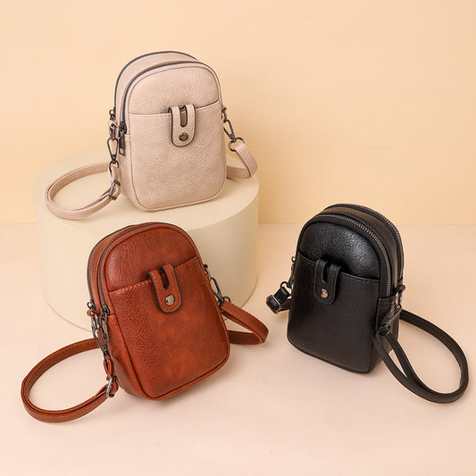 Customizable Leather Women's Bag Mini Small Bag Soft Leather Mobile Phone Bag High-Grade Shoulder Messenger Bag