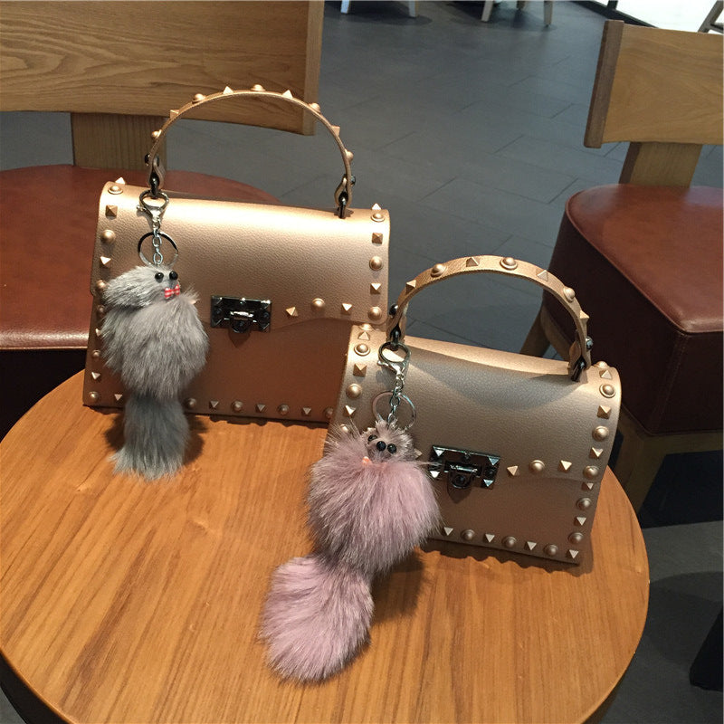 Wholesale Customizable New Fashion Frosted Matte PVC Jelly Bag Trendy Colorful Rivet Women Handbags