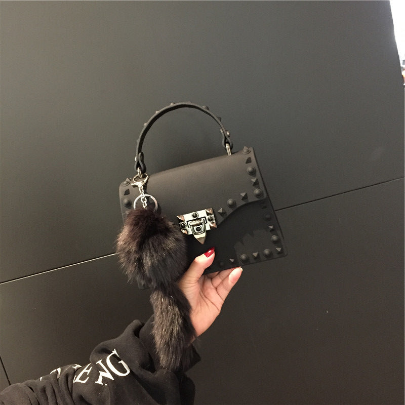 Wholesale Customizable New Fashion Frosted Matte PVC Jelly Bag Trendy Colorful Rivet Women Handbags