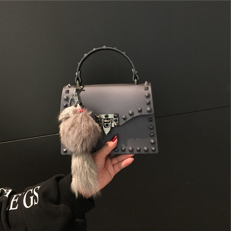 Wholesale Customizable New Fashion Frosted Matte PVC Jelly Bag Trendy Colorful Rivet Women Handbags