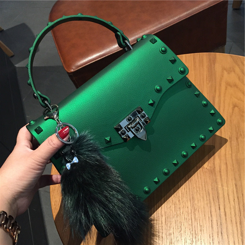 Wholesale Customizable New Fashion Frosted Matte PVC Jelly Bag Trendy Colorful Rivet Women Handbags