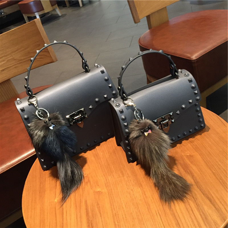 Wholesale Customizable New Fashion Frosted Matte PVC Jelly Bag Trendy Colorful Rivet Women Handbags