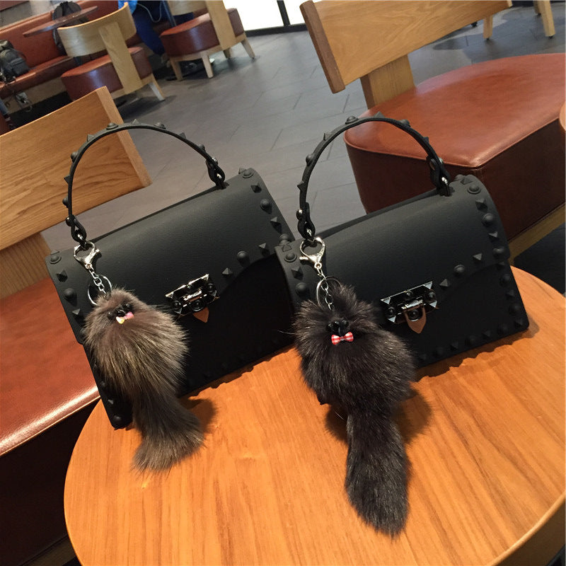 Wholesale Customizable New Fashion Frosted Matte PVC Jelly Bag Trendy Colorful Rivet Women Handbags