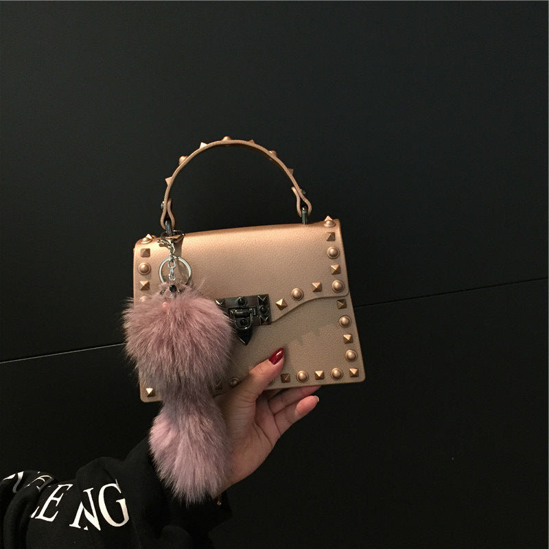 Wholesale Customizable New Fashion Frosted Matte PVC Jelly Bag Trendy Colorful Rivet Women Handbags