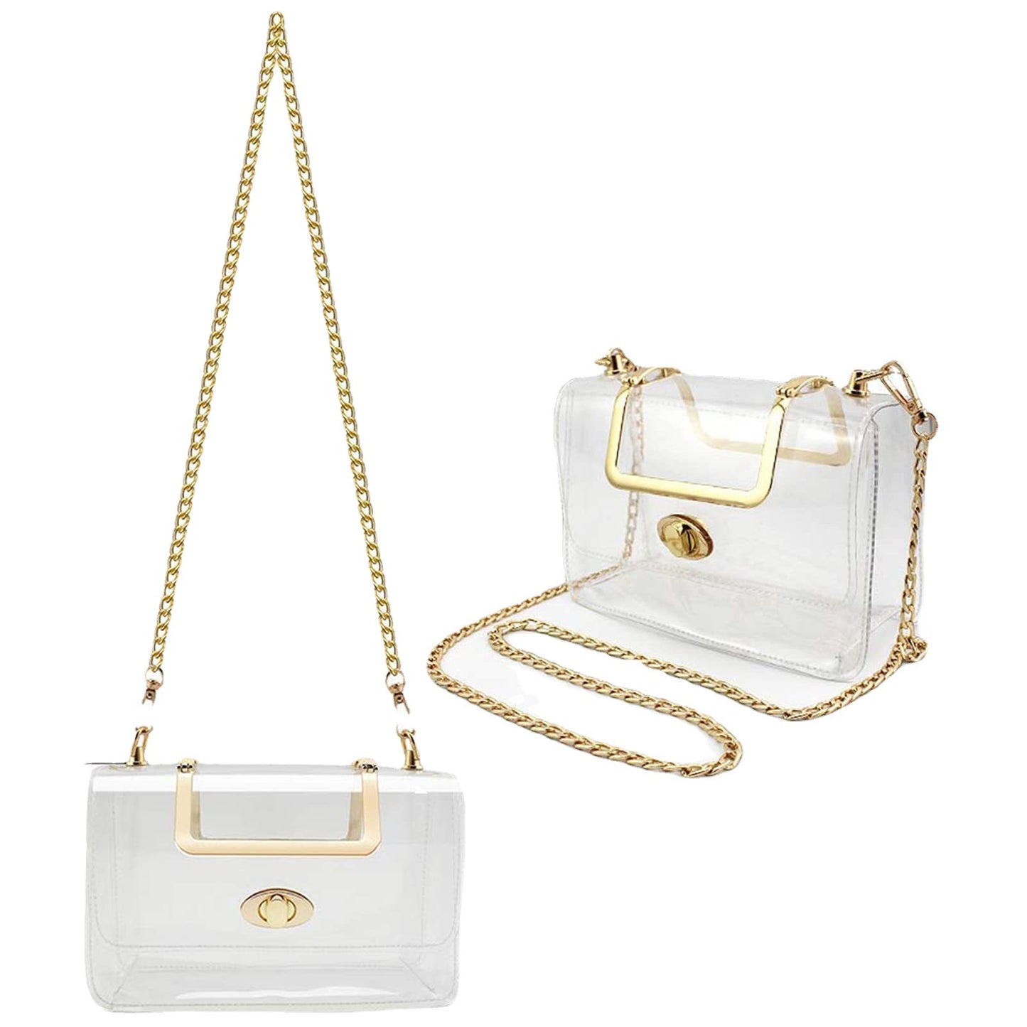 Customizable Transparent Clutch Crossbody Bag Shoulder Bag Removable Gold Metallic Belt Transparent Chain Bag