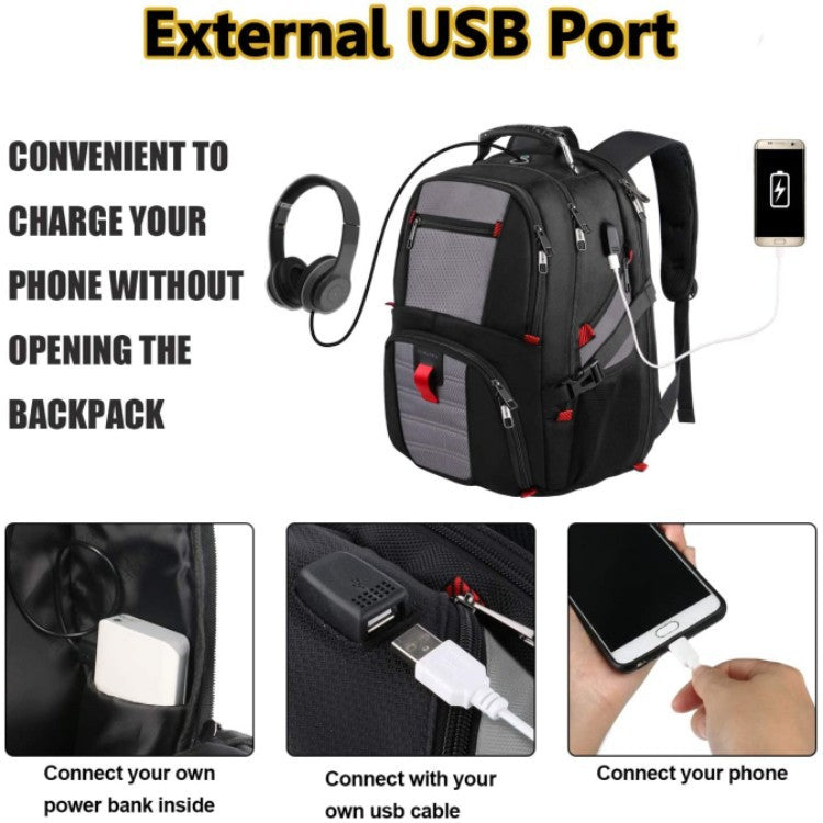 Customized Large Travel Laptop Backpack with USB Charging Port Fits 17 Inch Laptop