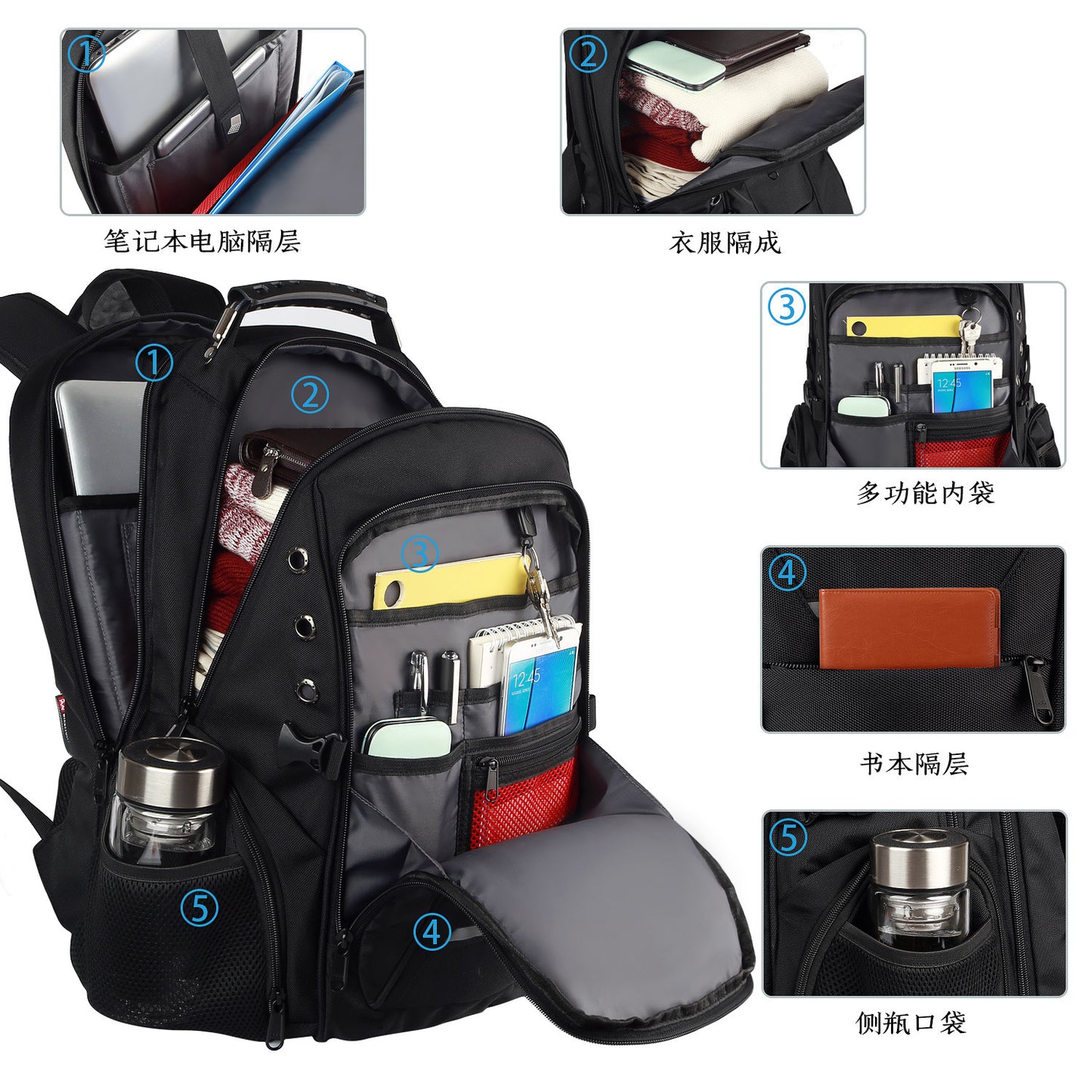 Customized New Product Backpack Business Computer Backpack Student Schoolbag Business Trip Travel Leisure Bag 17-Inch Laptop Bag