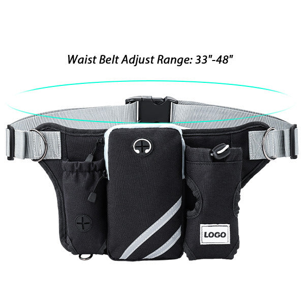 Customized New Product Outdoor Pet Training Bag Multifunctional Running Sports Waist Bag Dog Walking Traction Rope Waist Bag