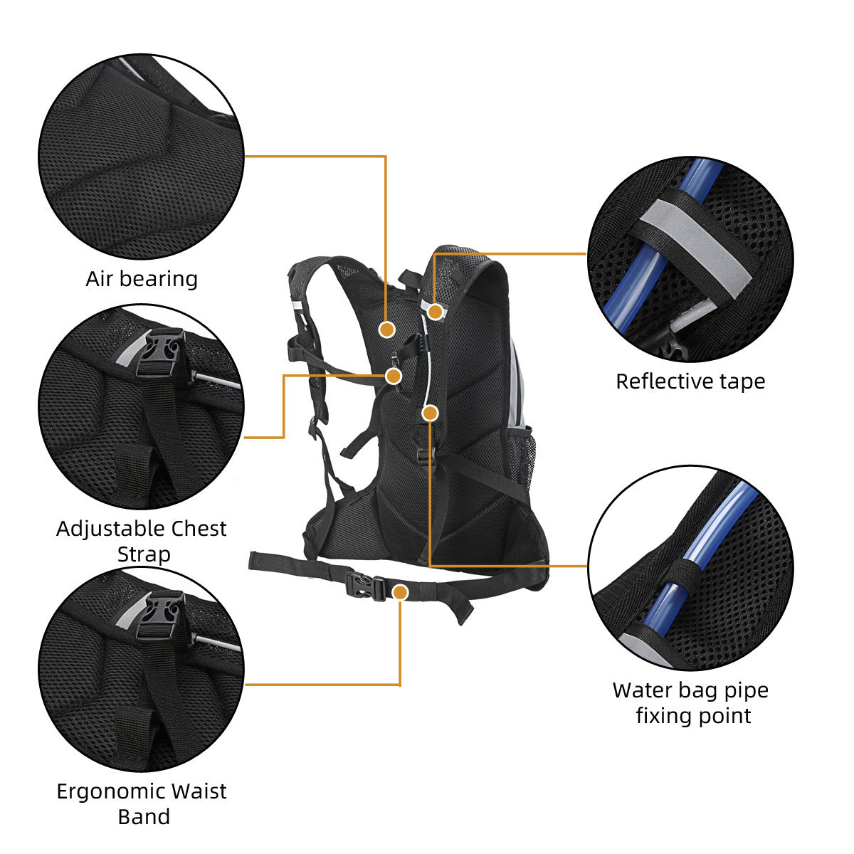 Customized Reflective Riding Backpack Self-Outdoor Mountaineering Bag Water Bag Hiking Large Capacity Sports Motorcycle Cross-Country Running Backpack