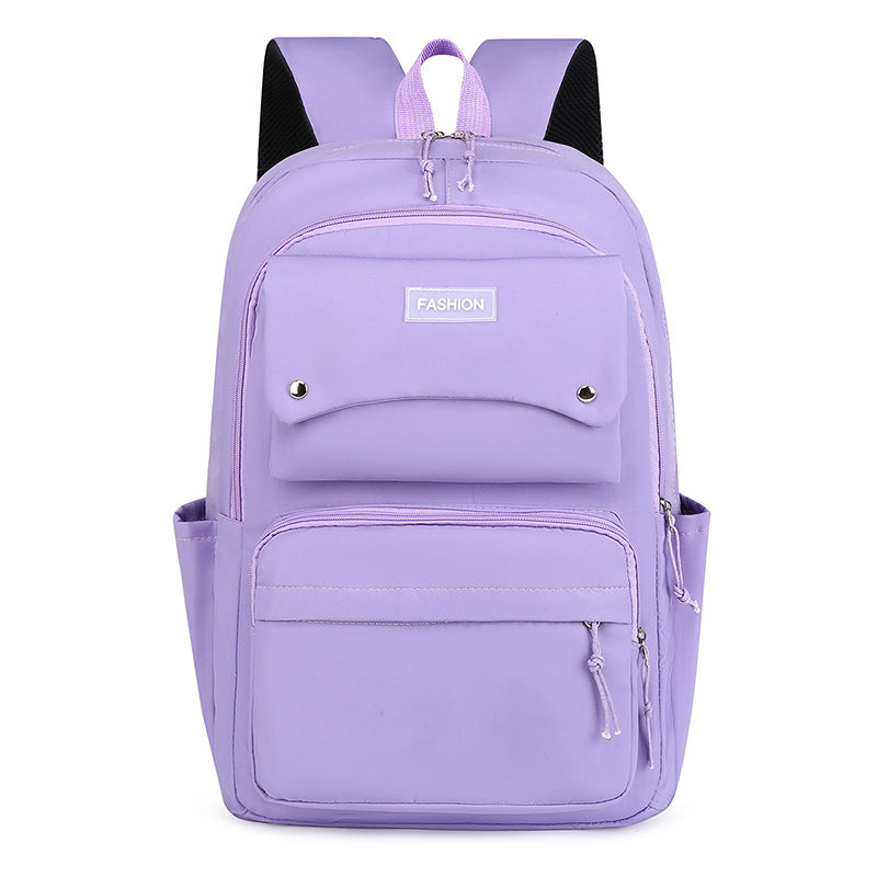 Customized High School Student Backpack Women's Fresh Student Schoolbag Solid Color Large Capacity Campus Sports Backpack for Boys and Girls