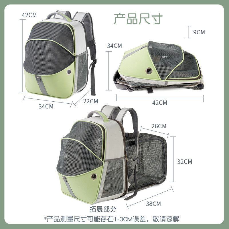 Folding out Pet Backpack Hot Selling Large Capacity Cat Bag Breathable Extended Pet Cat Backpack