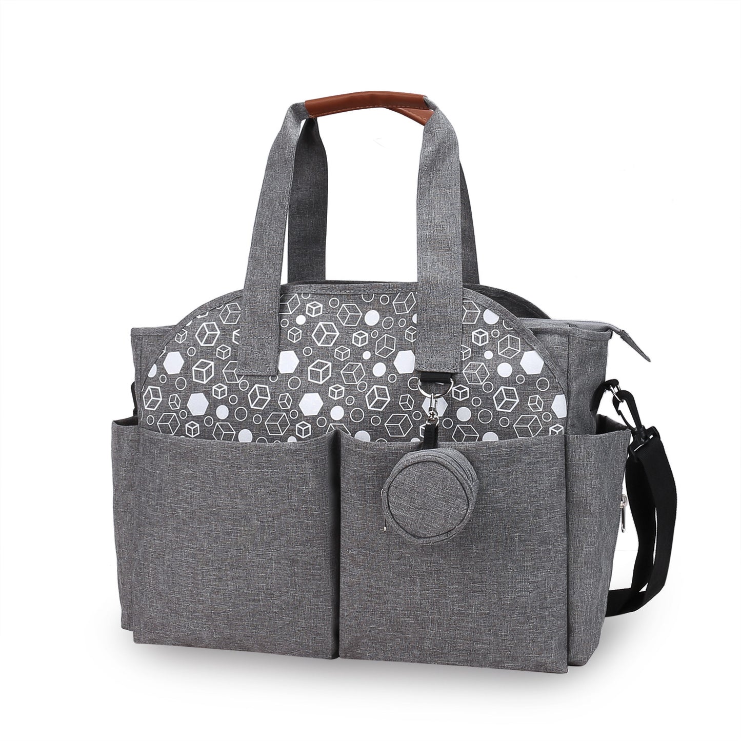 Customizable Wholesale New Handheld One Shoulder Mommy Bag Geometric Printed With Nappy Bag Big Diaper Bags For Outdoor Mom's Bag