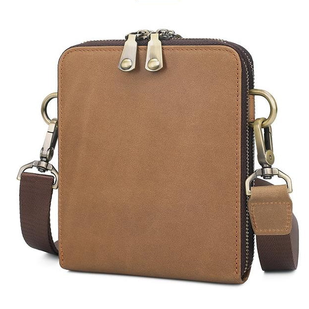 Wholesale Customizable New Retro Genuine Leather Small Shoulder Bag Men‘s Casual Small Square Bag Cowhide Small Bag