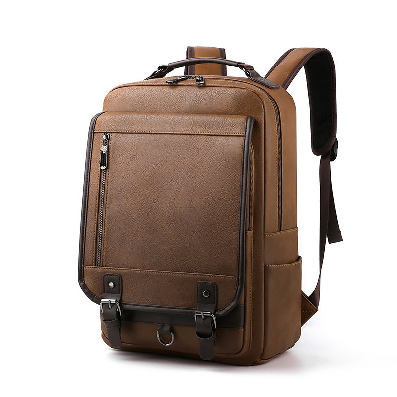 Wholesale Customizable Men's Business Backpack Multifunctional Large Capacity PU Retro Casual Backpack Girl's Leisure Student School Bag