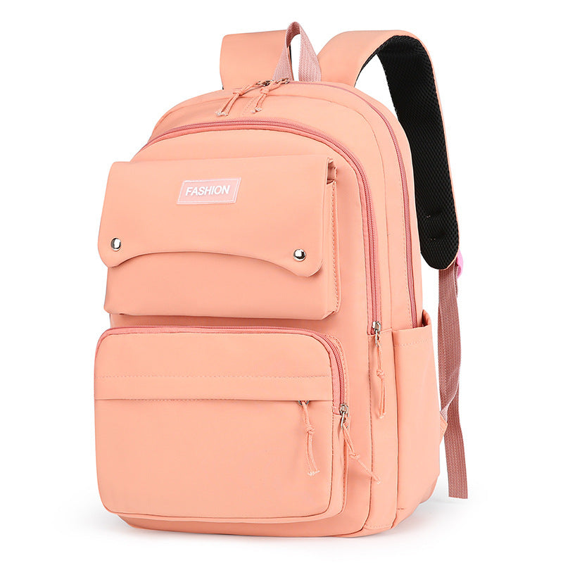 Customized High School Student Backpack Women's Fresh Student Schoolbag Solid Color Large Capacity Campus Sports Backpack for Boys and Girls