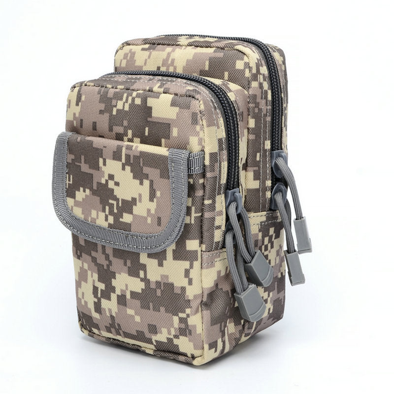 Customized Tactical Wear-Resistant Belt Waist Bag Man Pair Zipper Thick Large Capacity Mobile Phone Bag Camouflage Vertical