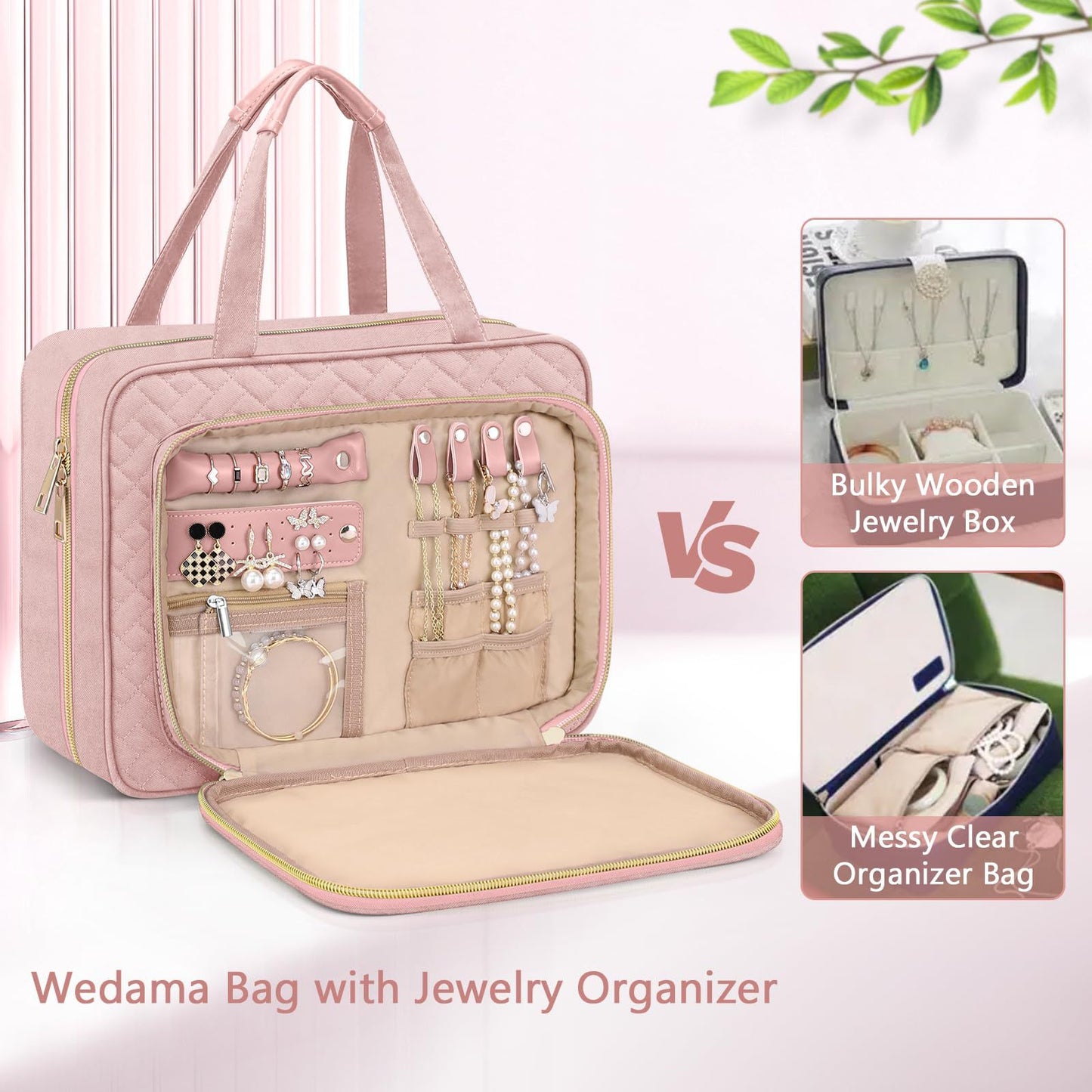 Customizable Ladies Toiletries Bag Hanging Travel Toiletry Bag with Jewelry Storage Bag Large Cosmetic Bag