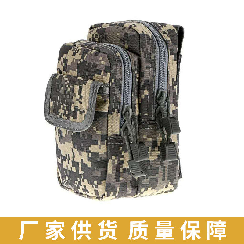 Customized Tactical Wear-Resistant Belt Waist Bag Man Pair Zipper Thick Large Capacity Mobile Phone Bag Camouflage Vertical