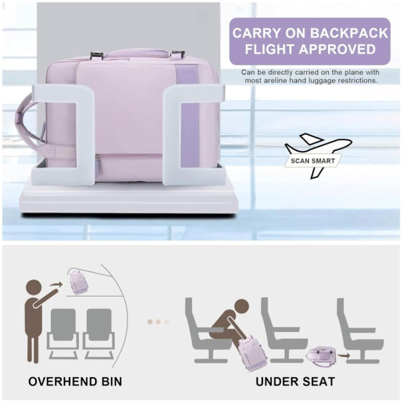 airline approved carry on backpack designed for overhead bin and under seat travel