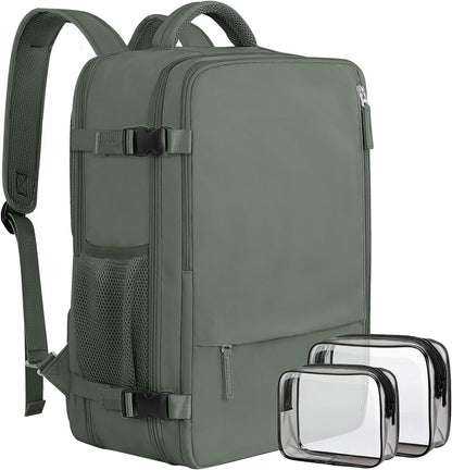 army green outdoor travel backpack with multiple compartments