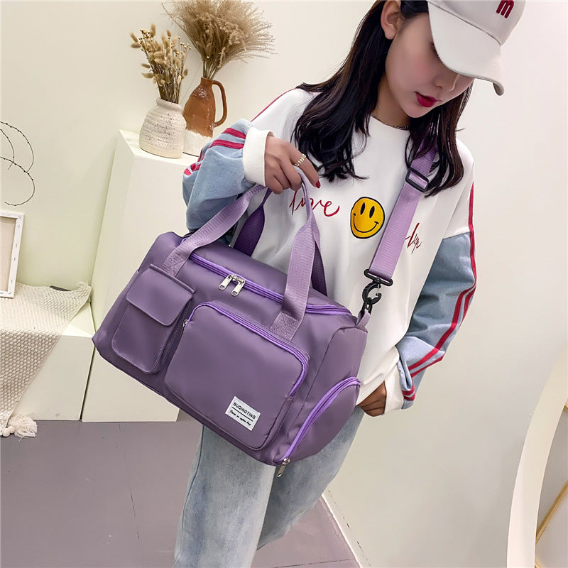 Customizable Independent Shoe Pouch Gym Bag Large-Capacity Luggage Bag Shoulder Crossbody Short Business Trip Luggage Bag College Student Luggage Bag