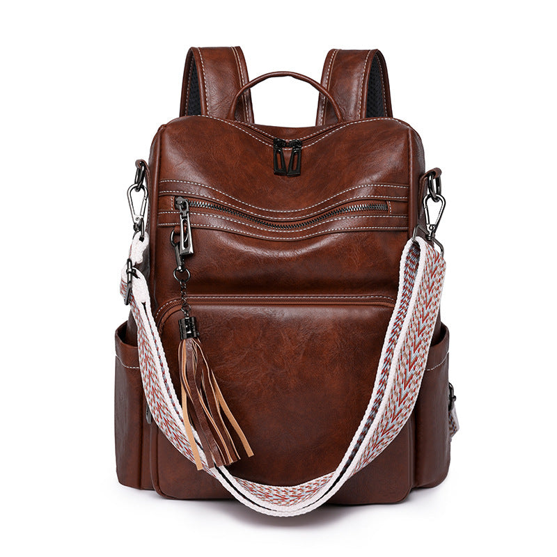 brown fanlosn pu leather vintage backpack women,custom,front