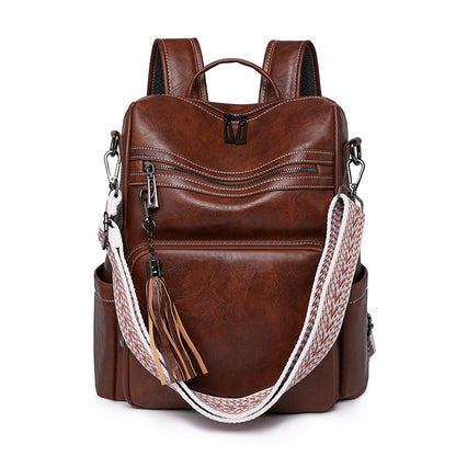 brown fanlosn pu leather vintage backpack women,custom,front