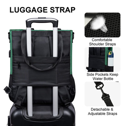 travel backpack with luggage sleeve and adjustable shoulder straps for business trips