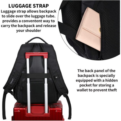 backpack with luggage sleeve and hidden anti theft back pocket for business travel