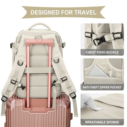 backpack with trolley sleeve chest buckle hidden back pocket and breathable padded back panel