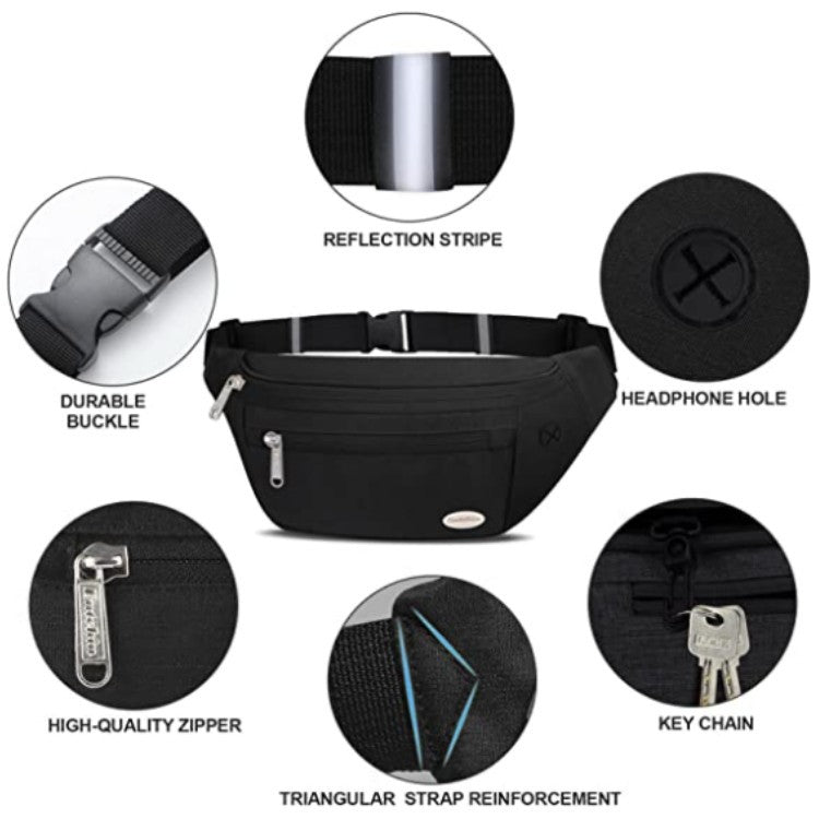 Customized New Product Fashion Waist Bag with 4 Zipper Pockets Premium Fashion Waist Bag Crossbody Bag Running Cycling Self-Propelled