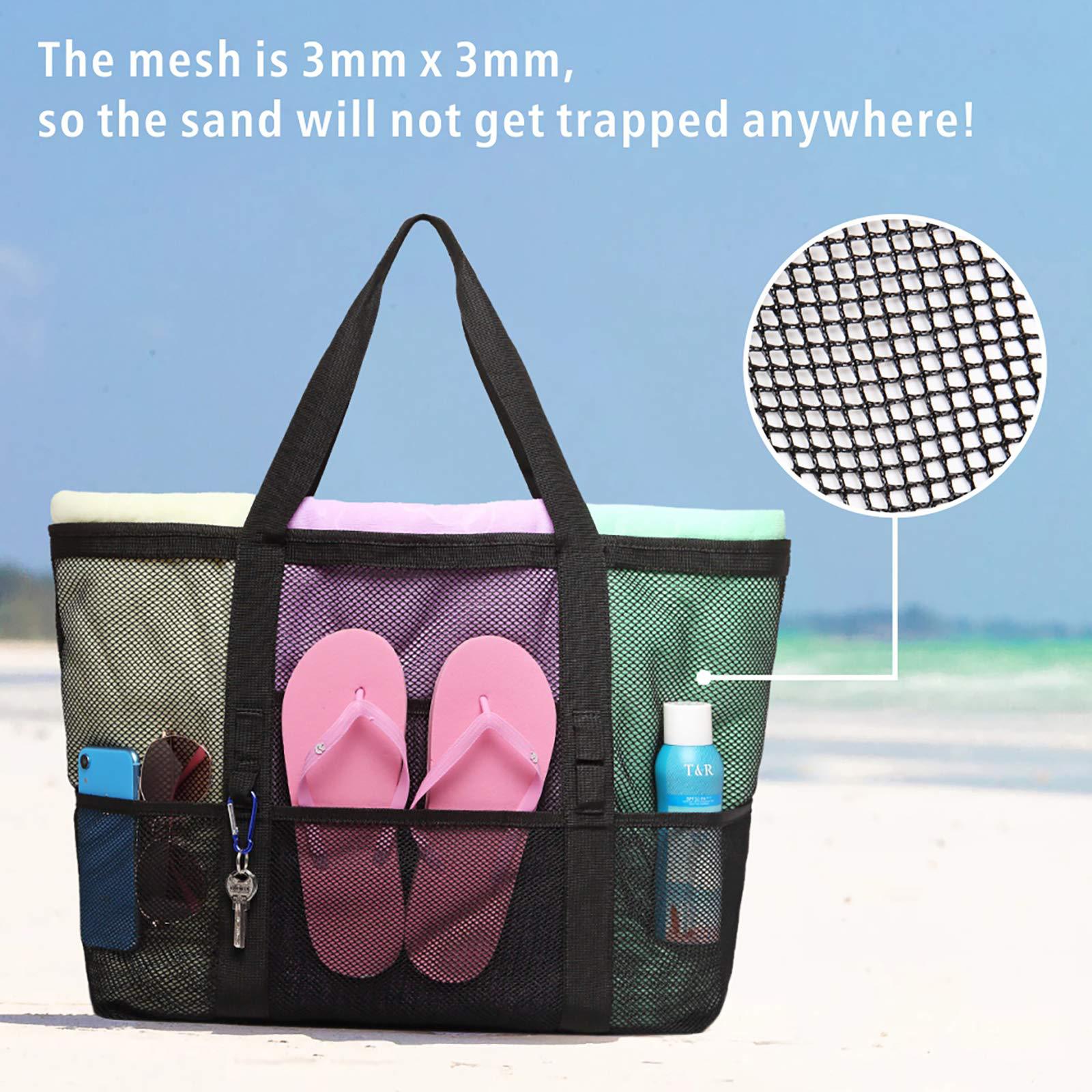 black mesh beach tote bag,custom,detail 02