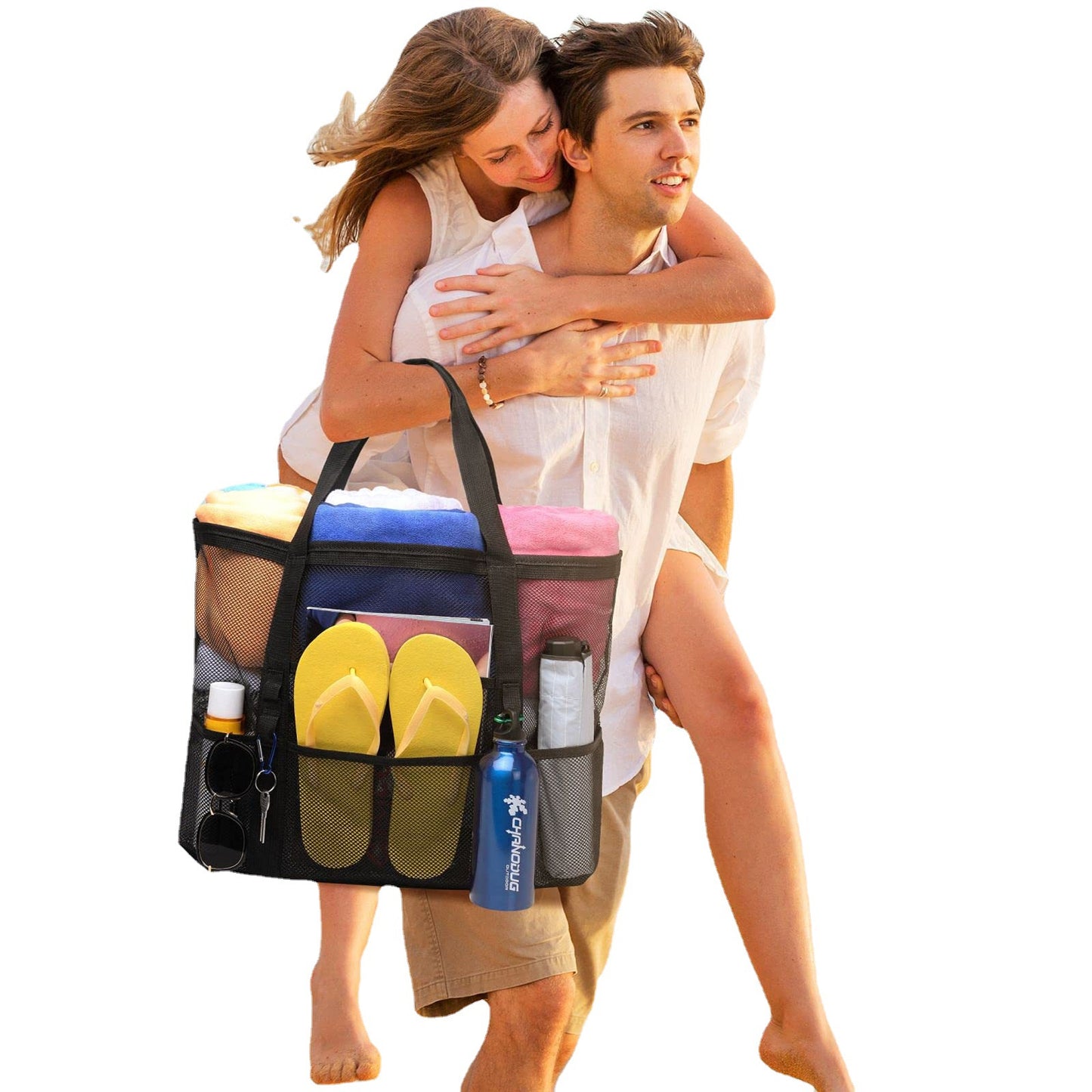 black mesh beach tote bag,custom,lifestyle