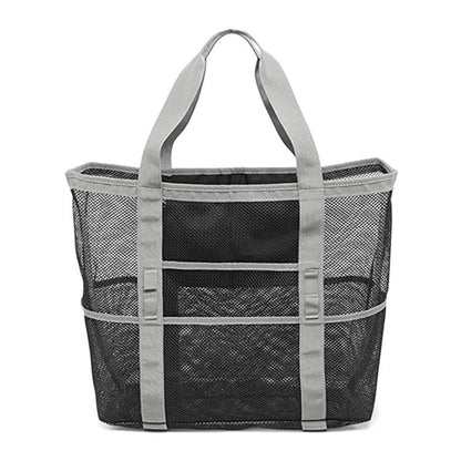 gray mesh beach tote bag,custom,front