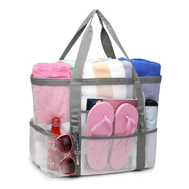 white mesh beach tote bag,custom,front
