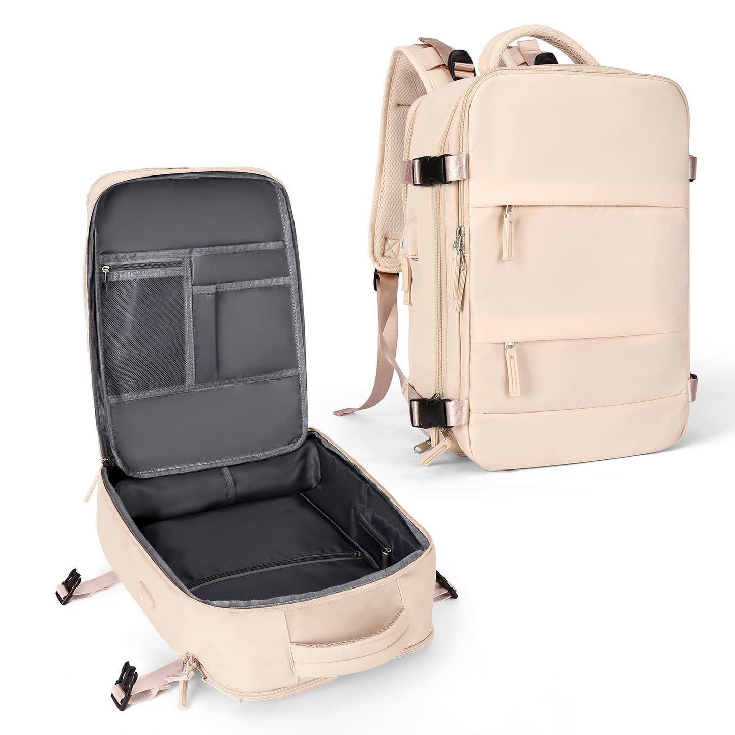 beige custom laptop backpack for travel and business