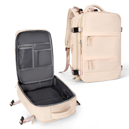 beige custom laptop backpack for travel and business