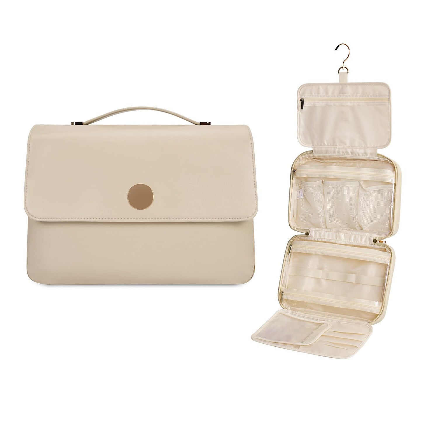 beige hanging makeup bag color options