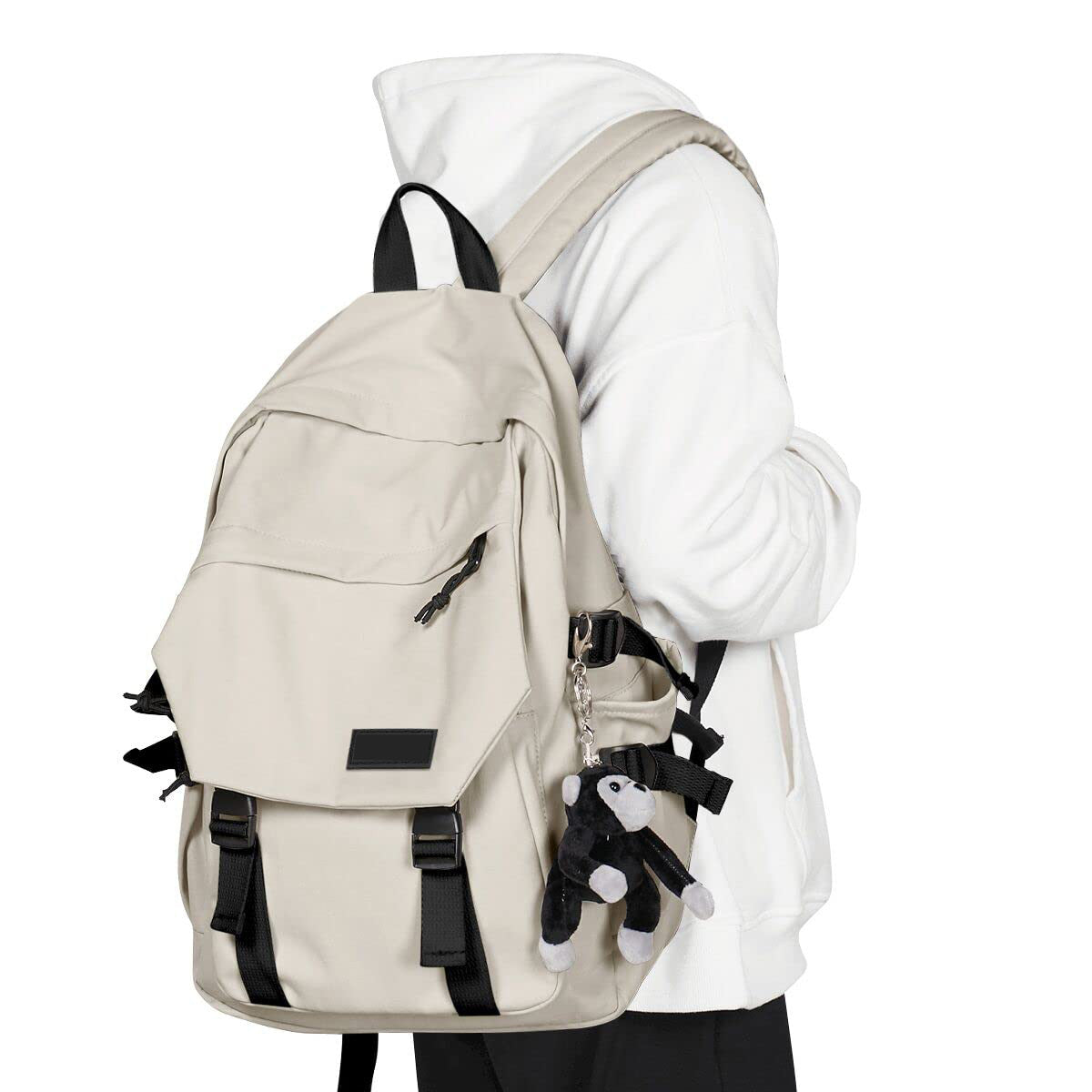 beige school backpack for daily student use
