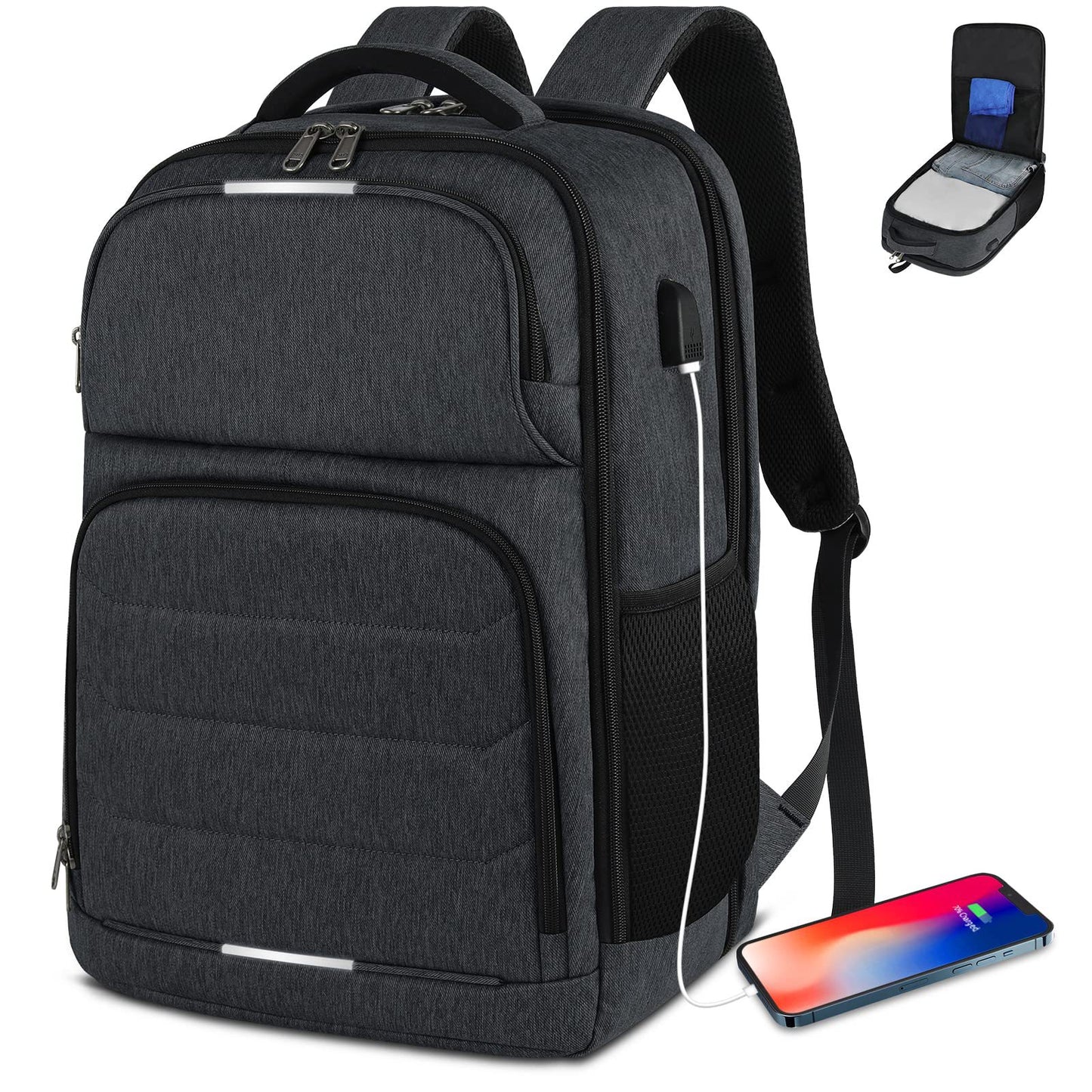 black 17.3 inch laptop backpack for business travel and corporate use
