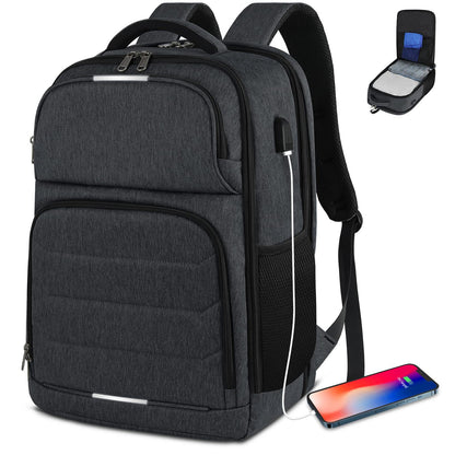 black 17.3 inch laptop backpack for business travel and corporate use