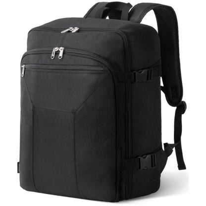 black 26l business travel backpack with laptop compartment and shoe storage