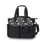 black #2 geometric diaper bag tote with multiple compartments