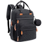 black backpack diaper bag for baby travel and daily organization