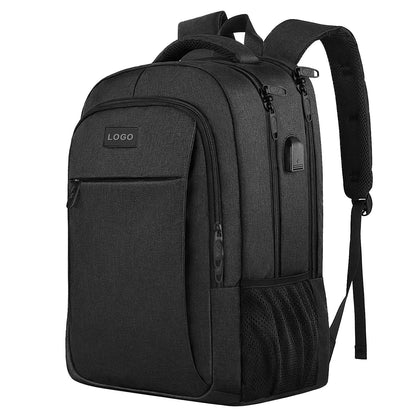 black corporate laptop backpack with custom logo design